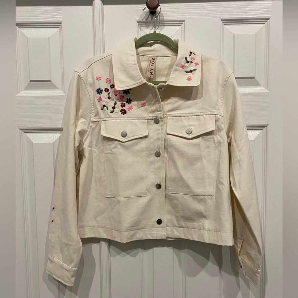 New! Anthropologie Dolan embroidery cotton utility jacket size medium